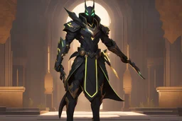 Genji venom in 8k solo leveling shadow artstyle, anubis them, neon effect, full body, Desert, intricate details, highly detailed, high details, detailed portrait, masterpiece,ultra detailed, ultra quality