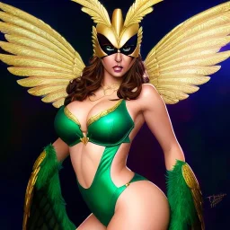 ultra detailed fullbody portrait of beautiful booty busty Hawkgirl, wearing skintight costume, extremely detailed digital painting, intrincate, extremely detailed smiling face,crystal clear Big Green eyes, in the style of adam hughes , mystical colors , perfectly centered image, perfect composition, rim light, beautiful lighting,8k, stunning scene, raytracing