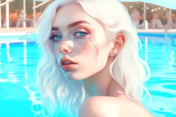 blonde egirl pool party model photo realism pastel colours 4k