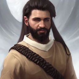 a _ fantasy _ style _ portrait _ painting _ of white male black hair short head stoic braided beard round face mountains rpg dnd oil _ painting _ unreal _ 5 _ daz. _ rpg _ portrait _ extremely _ detailed _ artgerm _ greg _ rutkowski _ greg