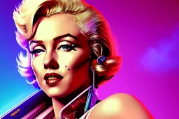 Marilyn Monroe, smokes a cigarette, cyberpunk2077, photorealistic illustration, 4k