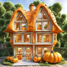 Pumpkin house with window, door, Balcony