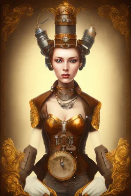 portrait of a steampunk lady on a white background