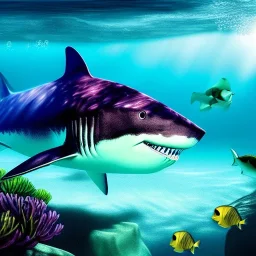 ultra detailed fullbody portrait of Megalodon underwater, extremely detailed digital painting, intrincate, extremely detailed face,crystal clear Big eyes, in the style of rafael sanzio, mystical colors , perfectly centered image, perfect composition, rim light, beautiful lighting, 8k, stunning scene, raytracing