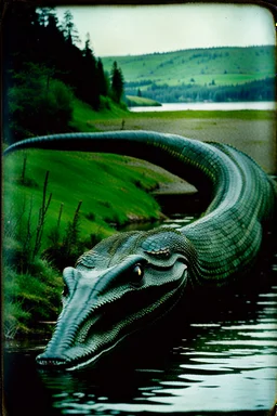 Early color photograph of the Loch Ness Monster