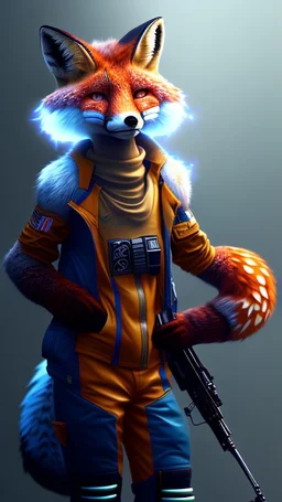 A fox fursona, Trending on artstation, Furry art, Digital art, Cyberpunk, High quality, Backlighting