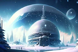 Winter World, Futuristic City, Blizzard, Glass Dome, Distant Alien Planets, Snowy