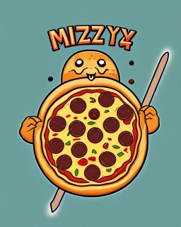 pizza sticker, cartoon style