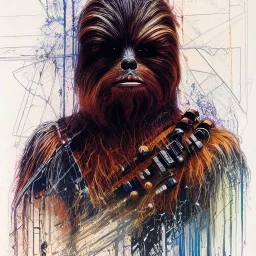 photorealistic and intricate portrait of chewbacca in star wars by Carne Griffiths, wearing beskar armor, deep dark colors, hyperdetailed, 32K, oil on canvas,