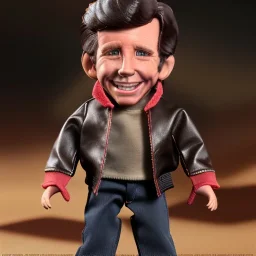 wide view Fonzie toy Action figure doll 1975 realistic (thumbs-up) (face) rayban grin, fonzarelli, jukebox background