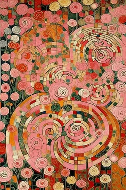 A rosy pink mystical maze painted by Gustav Klimt