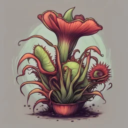 Monster Venus Fly Trap in tricolor art style
