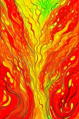 Nervous system hijacked by fear parasite; Abstract Art; Post-Impressionism; Gradient from Fire Engine Red to orange to pale yellow; Vincent Van Gogh