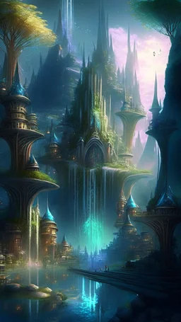 elf city, magic flowing in the background