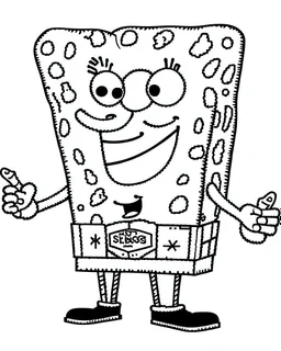 Generate a colouring pages of the SpongeBob along with some pencil sketch marks with white background