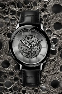 Black wristwatch Embellished with silver