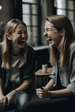 Epic cinematic shot gece oturmuş gülüşecek birbirleri işe sohbet eden 2 kız