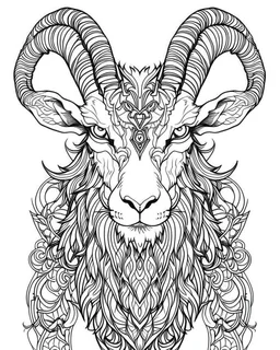 satanist goat tattoo, coloring book page, clean line art, adults drawing book, Black and white only, crisp black lines, sharp lines, coloring page for adults, black and white picture, lots of details, tattoo style,tattoo ideas, full body, without shadows and colors