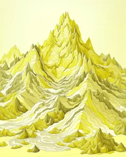 A light pale yellow electrical mountain painted by MC Escher