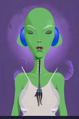 Female alien smoking. Vector image