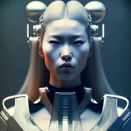 Nordic caucasic Woman samurai, cyberpunk, black line eye, highly detailed, art stations, concept art, smooth, unreal engine 5, god rays, ray tracing, RTX, nanite polygons, lumen lighting, ultra detail, volumetric lighting, 3d, detailed anime, finely drawn, high definition, high resolution, cartoon [ animation, cartoon, drawing, painting, low res, cropped, watermark, jpeg artifacts, low quality, normal quality, bad anatomy, text error, worst quality, blurry thousan