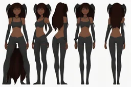 Female character 19 years Proportions of the character the head-to-body ratio . Create a distinctive silhouette that helps the character stand out and be easily recognizable Design the character's face, including the shape of the head, eyes, eyebrows, nose, mouth, and ears. Consider the character's personality, age, and any unique that set them apart depth and visual interest. Front, Side, and Back Views: Provide multiple views of the character, including front, side, and back mode sheet .