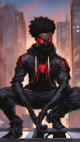 miles morales mix with venom symbiote in solo leveling shadow artstyle, Street boy them, intricate details, highly detailed, high details