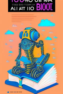 generate a full color front cover illustration of book entitled, " how to write a book using AI"