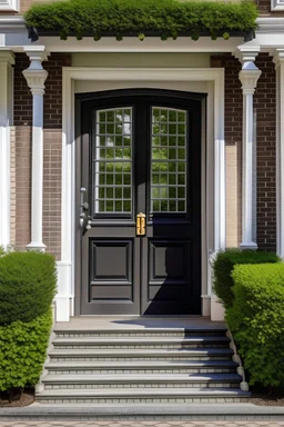 Elegant front door on colonial home