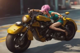 flying motocycle bulma cyberpunk realistic