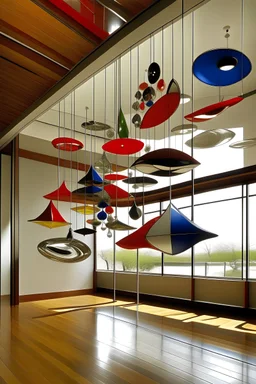 alexander calder hanging sculpture made out of mirrors
