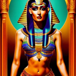 fullbody Drawing of 'beautiful,skinny, tall, busty cleopatra ',egypt,palace, intricate detail,andrea bonelli,Kilian Eng,Ohrai,evan lee,Aleksandr Sidelnikov,KyuYong Eom,toned colors,16k