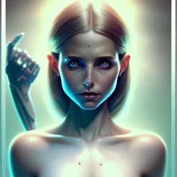 artgerm, joshua middleton comic cover art, pretty sarah michelle gellar superhero, very pale white skin, asymmetrical black spot covering left eye only, no spot right eye white around right eye