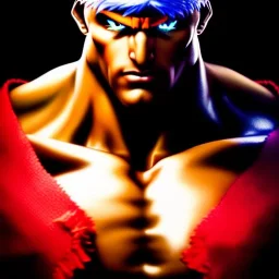 Ultra detailed fullbody Portrait in oil on canvas of Street Fighter- Ken,extremely detailed digital painting,ultrarealistic skin,intense stare, extremely detailed face, crystal clear eyes, mystical colors ,perfectly centered image, perfect composition, rim light, beautiful lighting,masterpiece ,8k, stunning scene, raytracing, anatomically correct, in the style of Simon Bisley and Ohrai Noriyoshi and robert e howard and Steve Jung and frank frazetta.