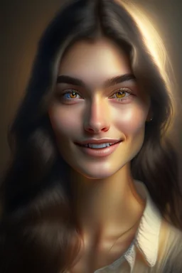 (masterpiece), realistic, (27yr old female), beautiful face, wearing a Simple beige shirt and denim skirt, studio lighting, cinematic light, beautiful woman, beautiful black eyes, milk beige middle hair, perfect anatomy, very cute smile, princess eyes , (black eyes), (head frame), center image, style, bioluminescent, 8 life size, 8k Resolution, human hands, curiously complete, elegant, close to perfection, dynamic, highly detailed, character sheet, concept art, smooth, positioned so that their b