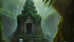 храм камбоджи в джунглях пальмы скалы водопады