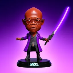 Bald mace windu Samuel Jackson purple bobblehead with boots, pommel