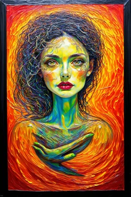your old self cracking open; a surreal Renaissance acrylic painting