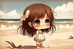 cute italian chibi girl at the beach