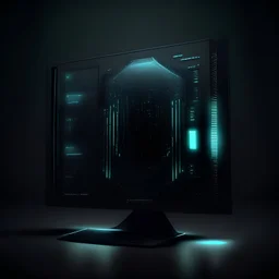 futuristic computer screen with dark background