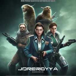 movie poster with 4 characters for the game paranoia with green transparency background