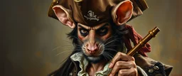 master oil painting by Rembrandt, good afternoon bitch scary hot seductive pirat rat swashbuckler