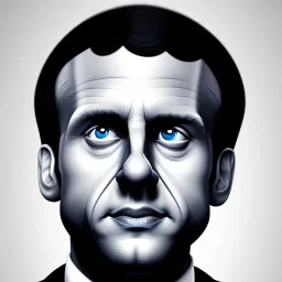 Emmanuel Macron, solo, Pixar Studio movie style, circular reflective eyes, smooth lighting, rounded face, caricature, large nose, 3d portrait, wearing blue suit