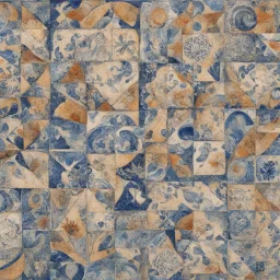 portuguese azulejos tiles, pattern, mix media, collage