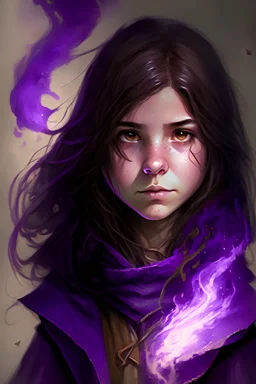 sorcerer young girl with purple and brown hair