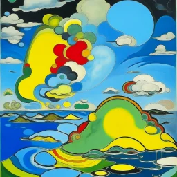 Islands in the sky filled with clouds painted by Wassily Kandinsky