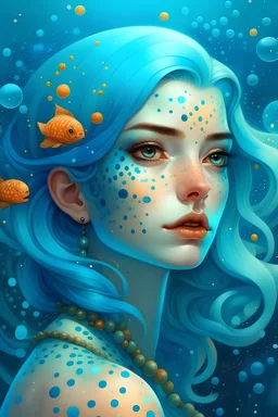 zodiac sign, aquarius, mythological god, oil painting, polka dot, realistic 8K, mythical portrait, digital painting, detailed environment, sharp, high detail