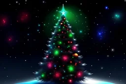 Christmas in deep space with christmas tree