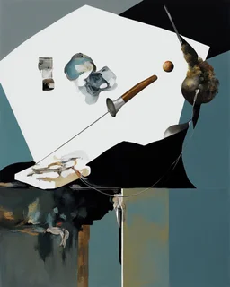 human body, universe-like light, complex surgical instruments mixed with a newborn boy,minimalism,Painting By Adrian Ghenie, Rene Magritte, Salvador Dali, Lucian Freud