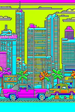 80s miami drawing cartoon pixel art